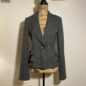 IZ Byer cropped, peplum hem jacket, size large.